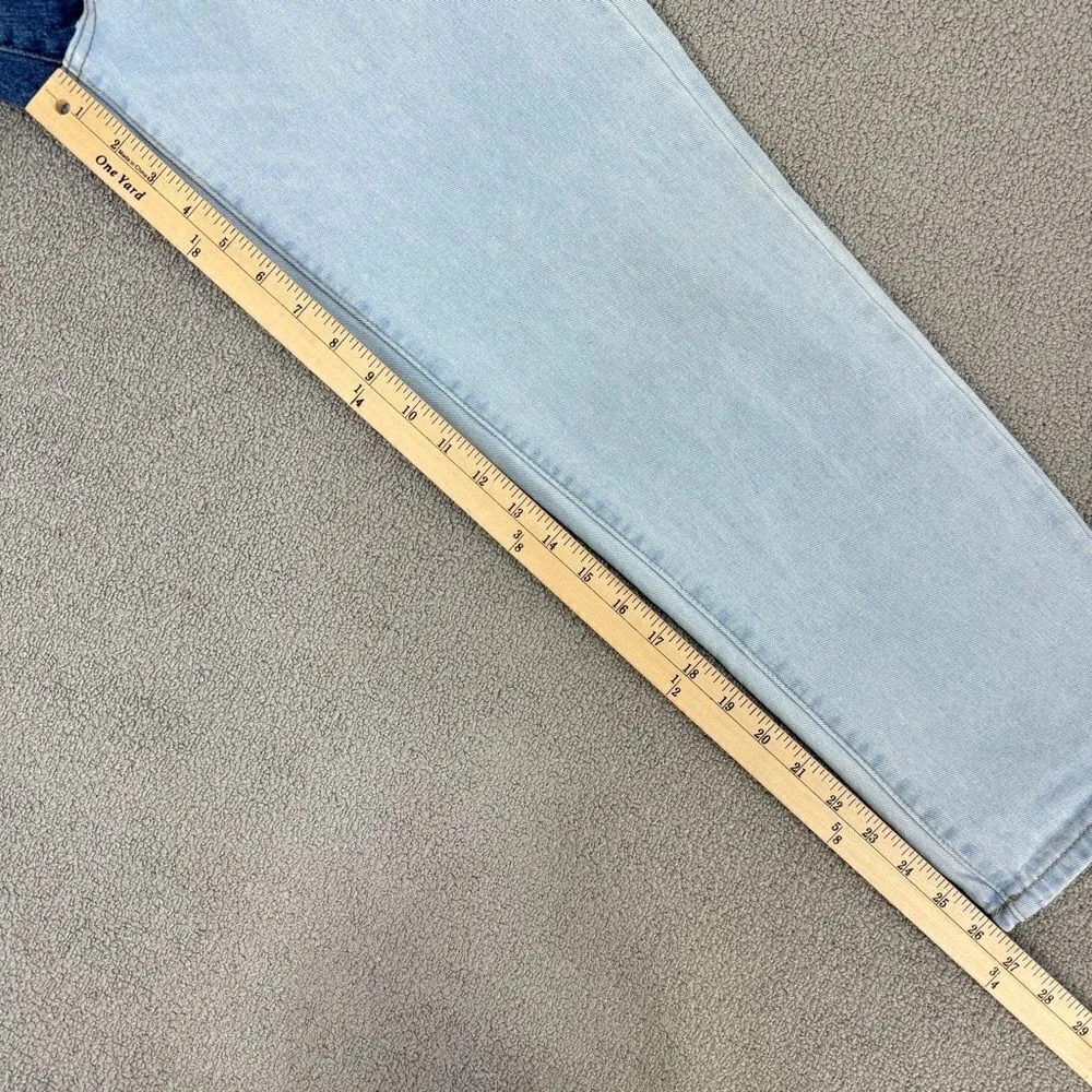 Blue Savvy Two Tone High Rise Mom Jeans Blue Juniors 5 27 Straight Leg Button - Image 13