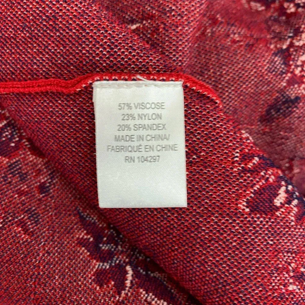 Milly Twilight Fit & Flare Dress Short Sleeve‎ Red Floral Print Size Large - Image 11