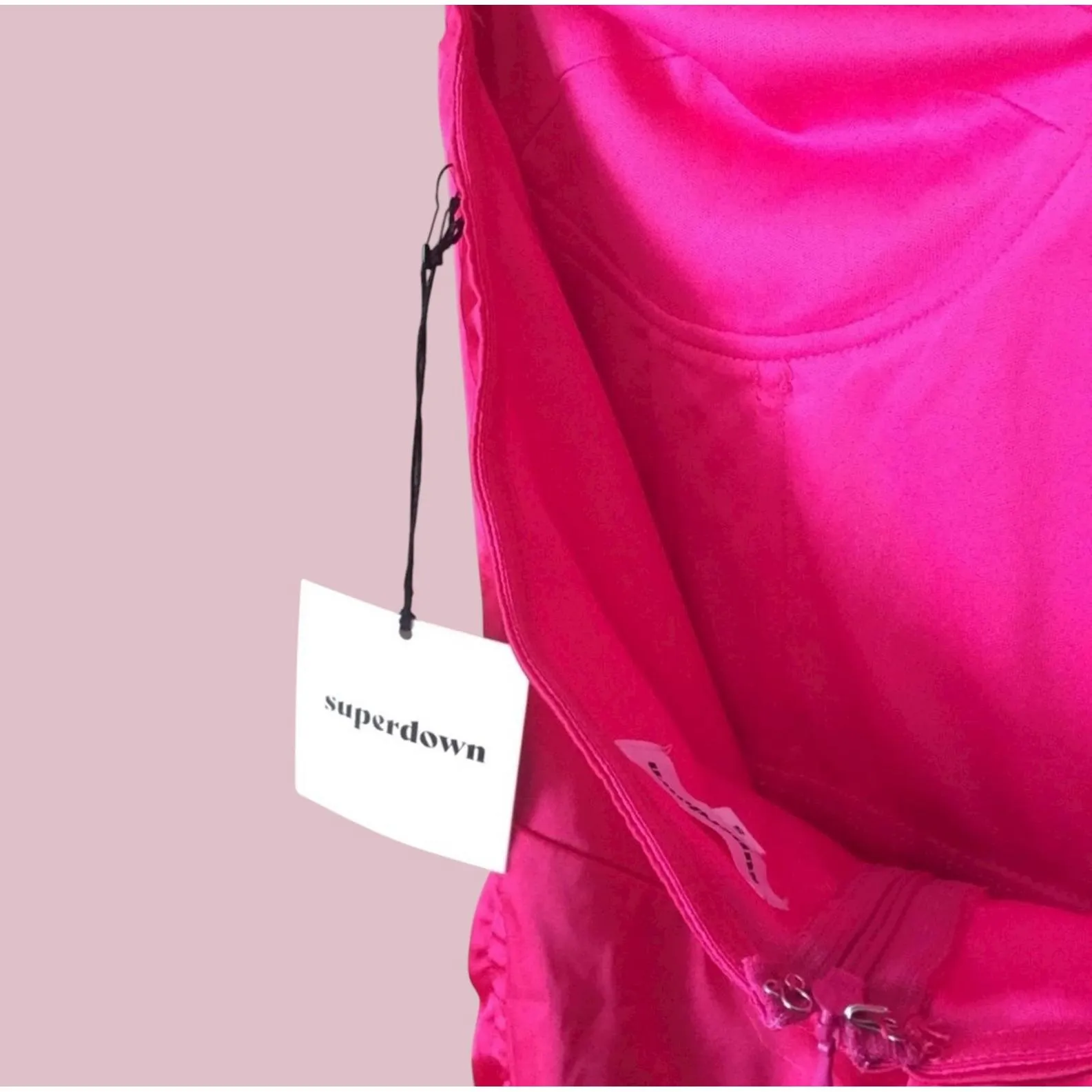 Superdown Lilou Strapless Mini Dress Hot Pink Satin Revolve NWT Size Small - Image 5