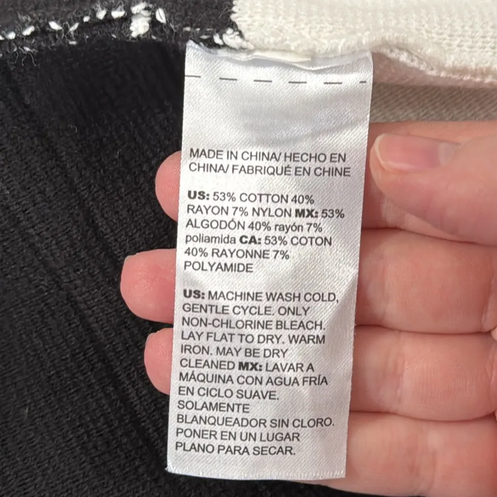 Chico's Colorblock Black and White Long Sleeves Open Knit Cardigan Size S - Image 11