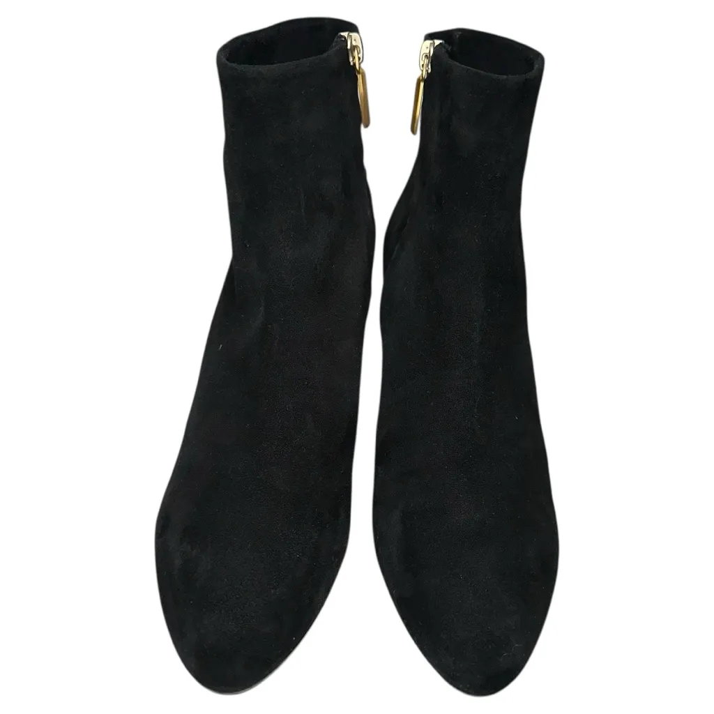 Calvin Klein Womens Size 41 10 Black Suede Lucite Block Heel Ankle Booties Boots - Image 4