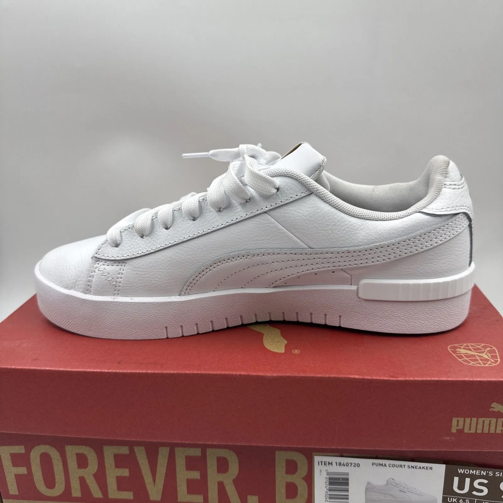 PUMA Court Sneaker, White, Women's Casual Low Top Leather Shoes Size 9 - Image 10