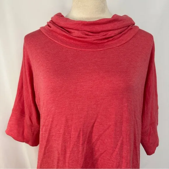 T by Talbots Sweater Womens Large P Salmon Pink 3/4 Sleeve‎ Cowl Neck Pullover - Image 2