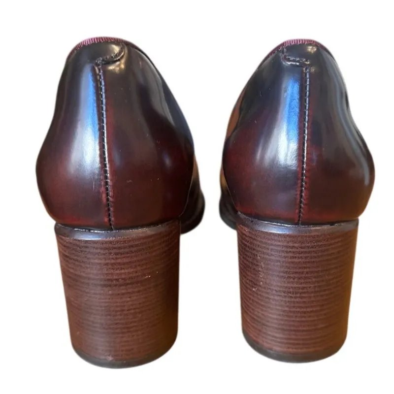 Clarks Burgundy Leather Tassel Loafer Heels -8.5 – Academic / Preppy - Image 6