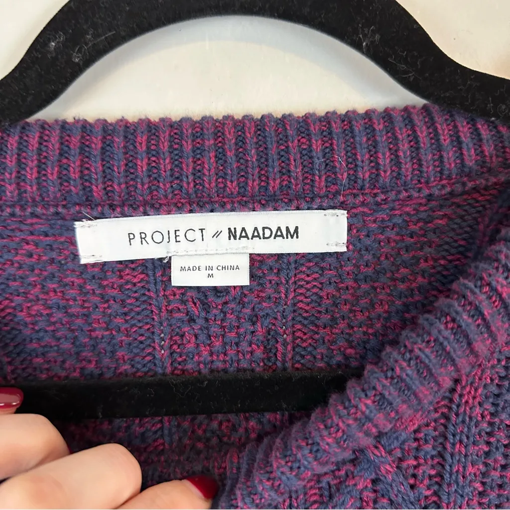 Project Nadaam | Cableknit Open Tie Sleeve Knit Sweater Size Medium Purple - Image 5