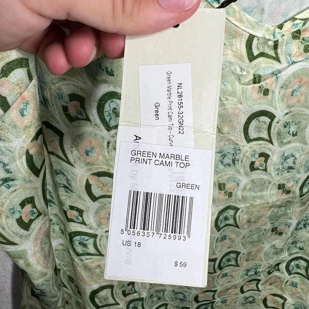 Never Fully Dressed Green Marble Print Cami Top Women's Size 18 - Image 6