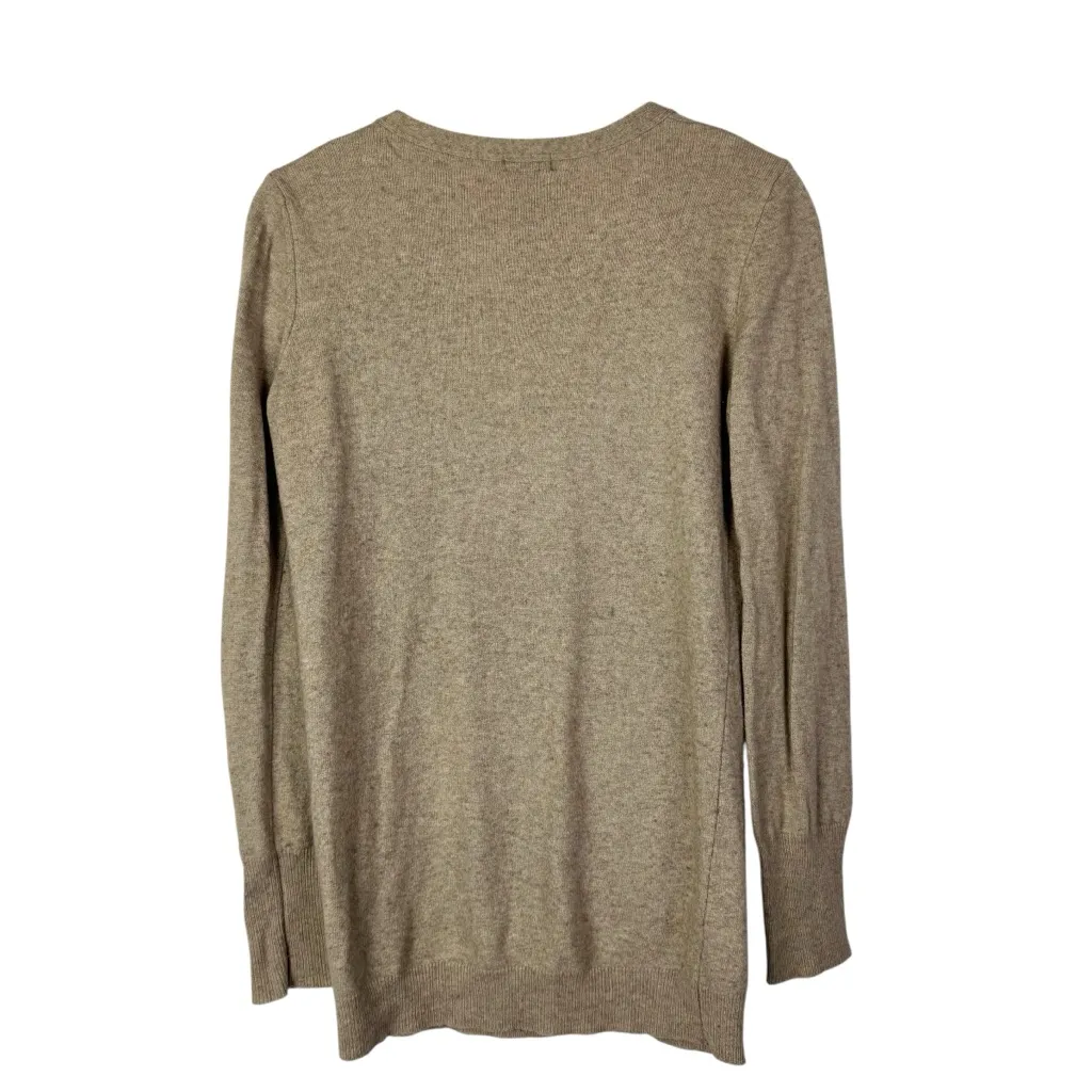 Simplify by Playlife Light Brown Knit Cardigan Sweater S Tan - Image 2