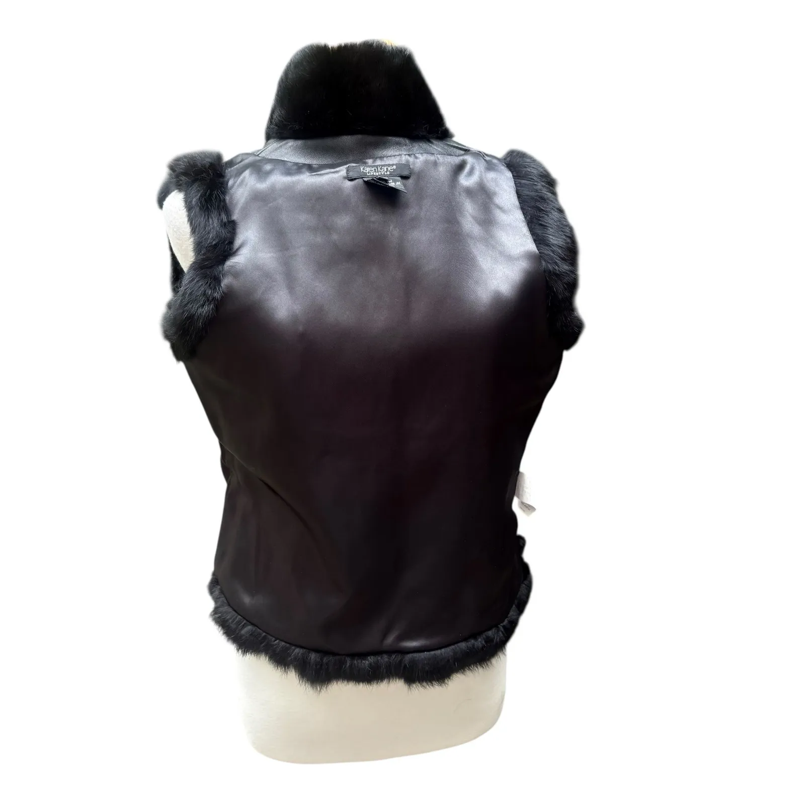 Karen Kane Natural Fur Vest Sz M Black Full Zip - Image 8