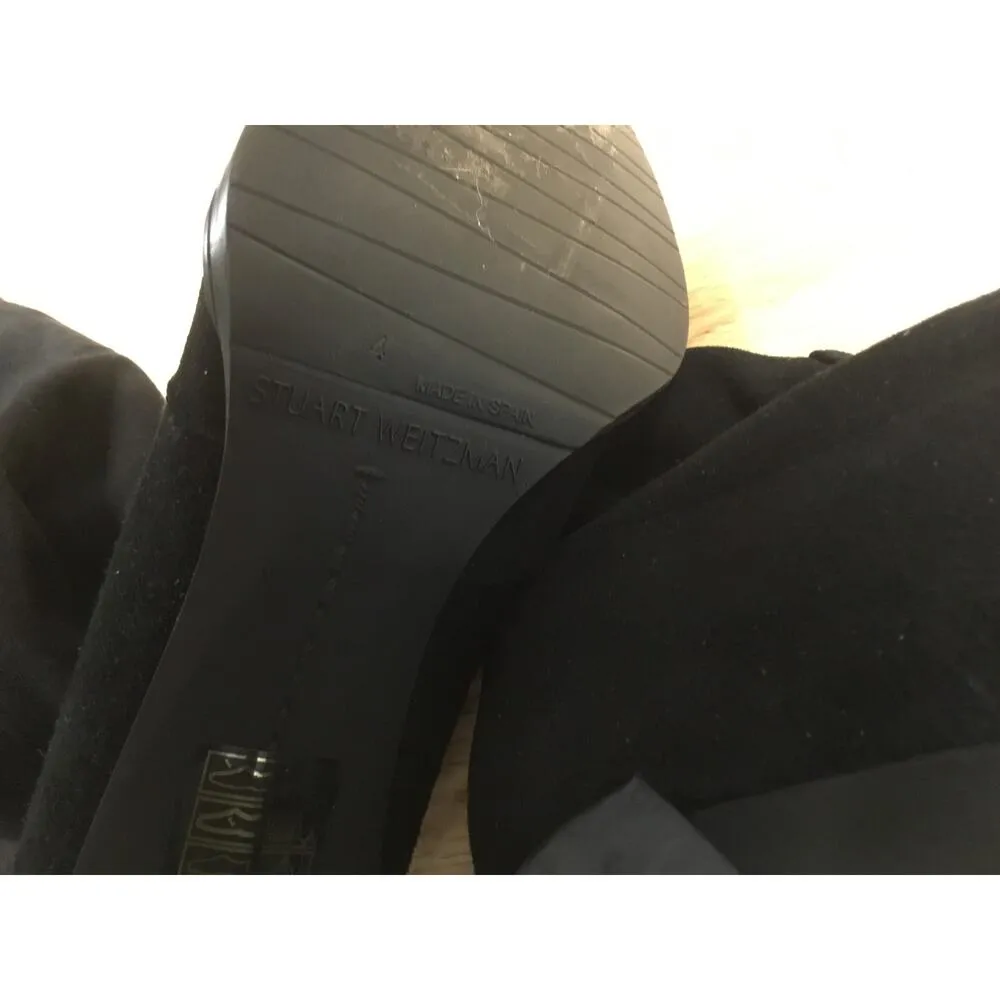 Stuart Weitzman Kirstie 90 Women's 4M Black Suede Over the Knee Round Toe Boots - Image 6
