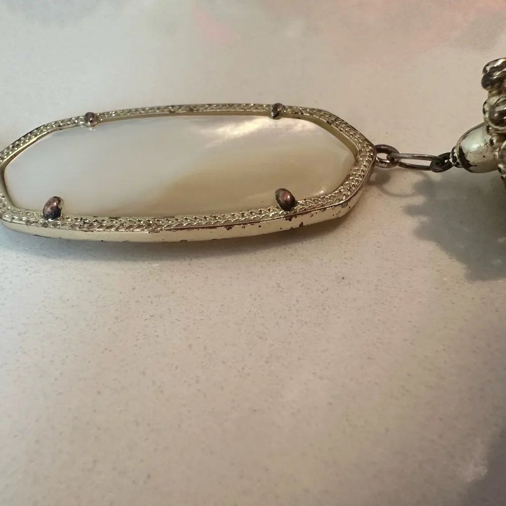 Kendra Scott Rayne Ivory Mother of Pearl Pendant Long Gold Fringe Necklace - Image 7