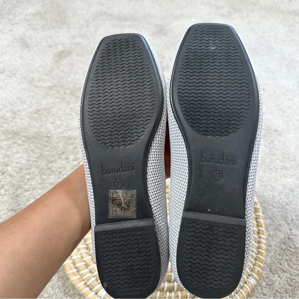 burudani Women’s Knit Flat Shoes Square Toe Comfort in Light Gray Size 7.5 - Image 11