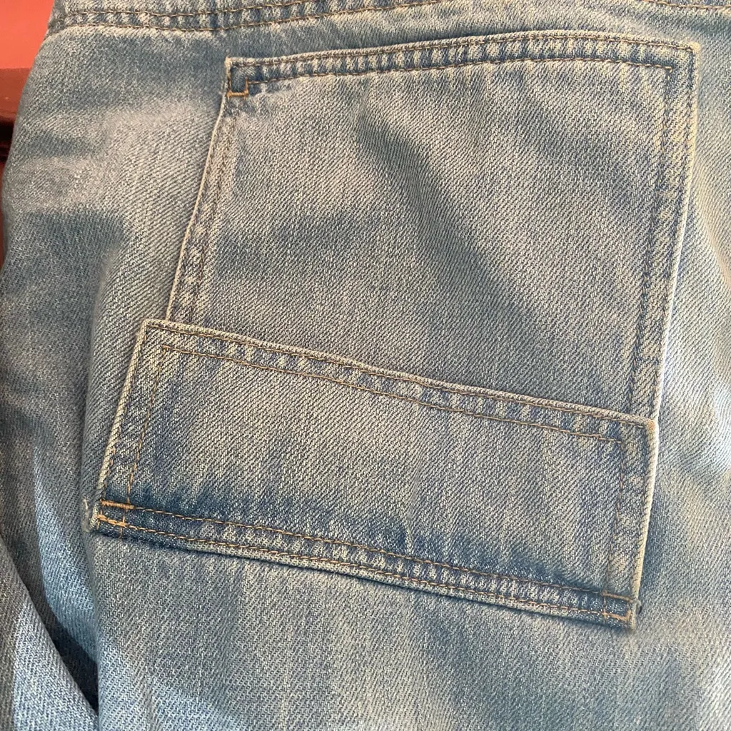 LOFT Light Wash‎ Cargo Cropped Big Pockets Blue Jean Denim Jacket Size XL - Image 4