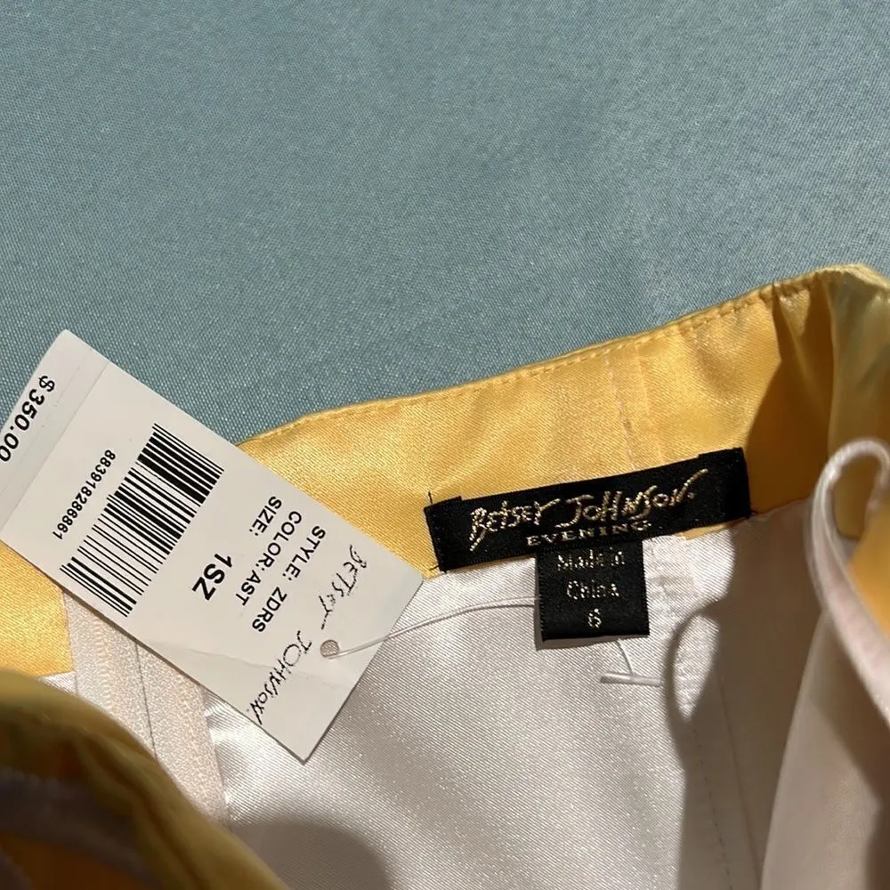 Betsey Johnson Evening Yellow & With Breaded with Embroidery Formal Dress D41 - Image 10