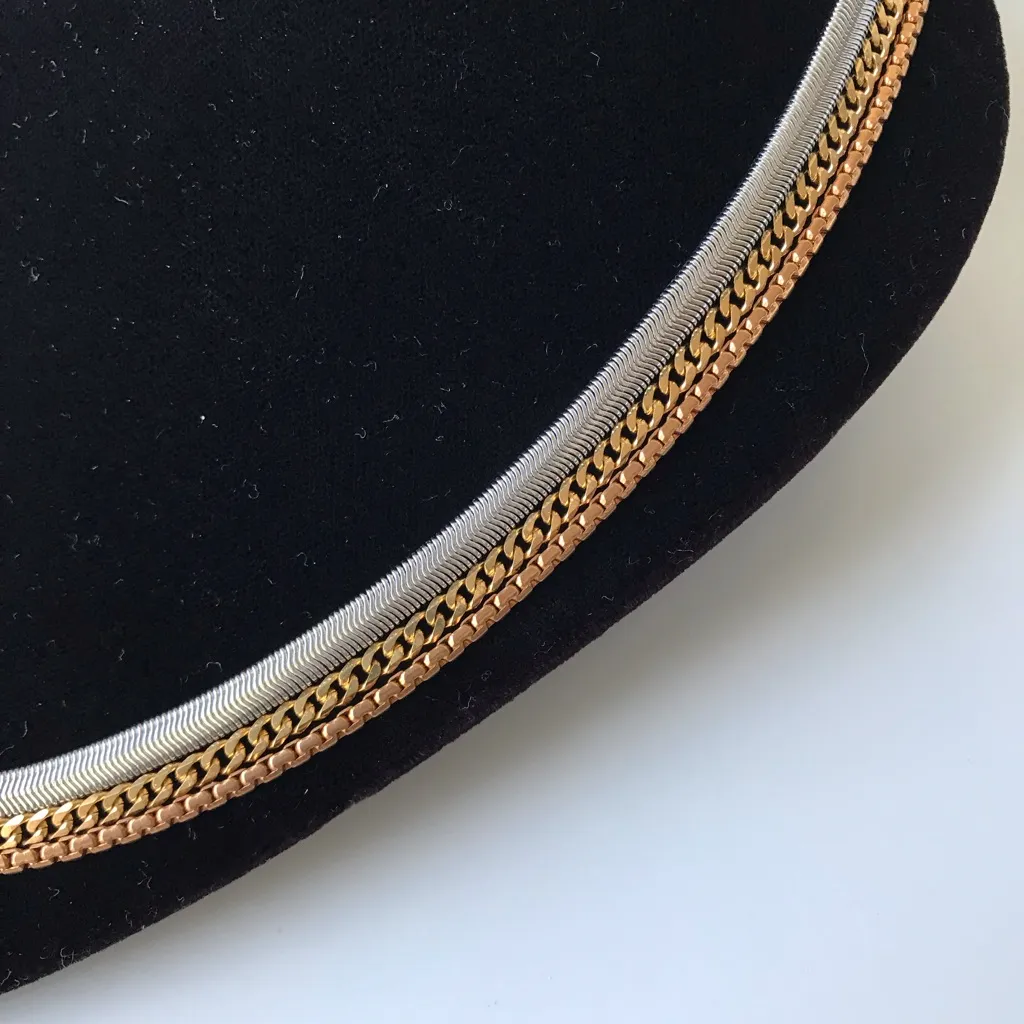 Bundle Of Silver, Rose Gold, And Gold Tone Chain Necklaces, Stainless Steel, 3 - Image 13