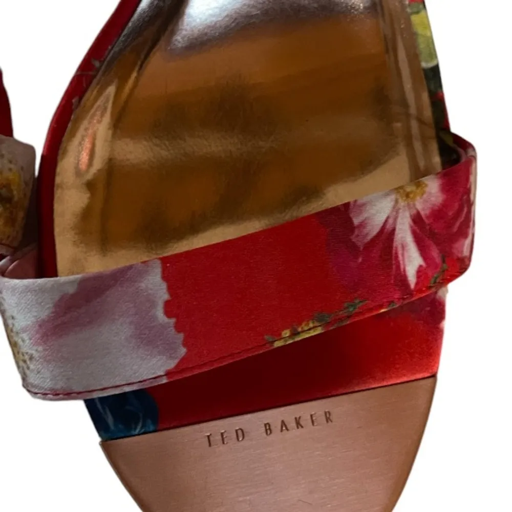 Ted Baker Rozie Satin Floral Print Heeled Sandals Size 40 - Image 5