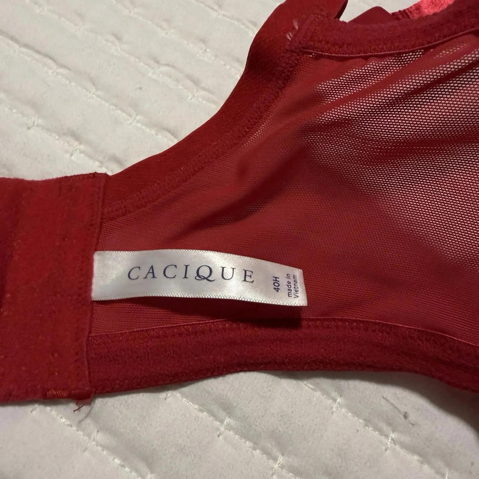 Cacique 40H Red Lace Lightly Lined French Balconette Bra Underwire - Image 6