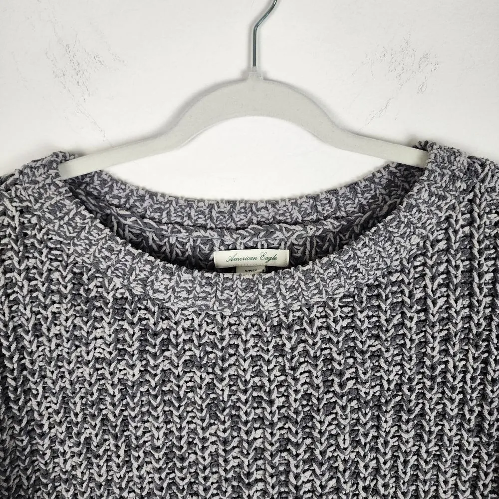 American Eagle Crop Boxy Sweater Chunky Knit Pullover Loose Fit Oversized S - Image 14