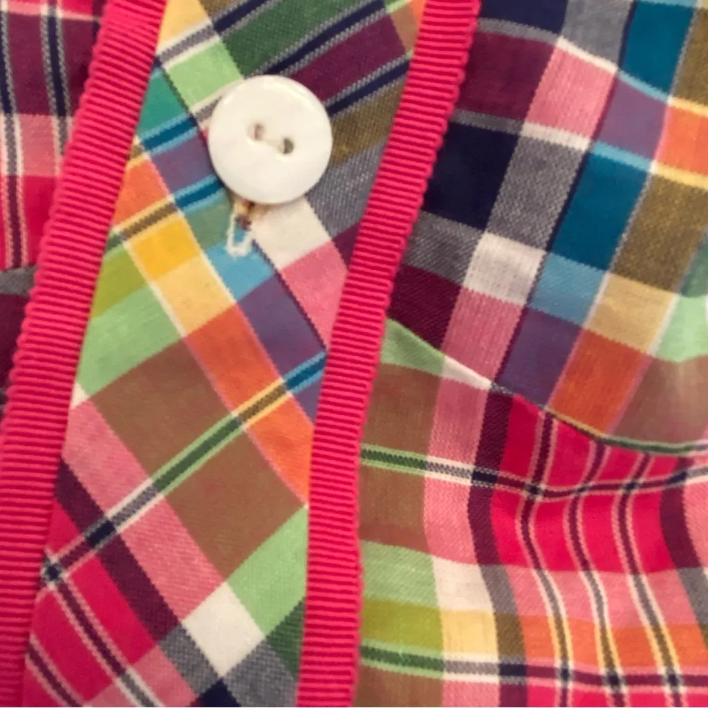 Vintage Clues Collection Sweetheart Neckline Madras Plaid 100% Cotton Dress 6 - Image 14