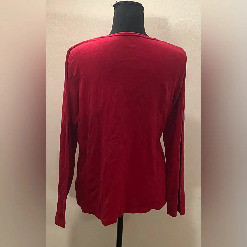 Croft & Barrow- Rich Red Long Sleeve Top Size L - Image 4
