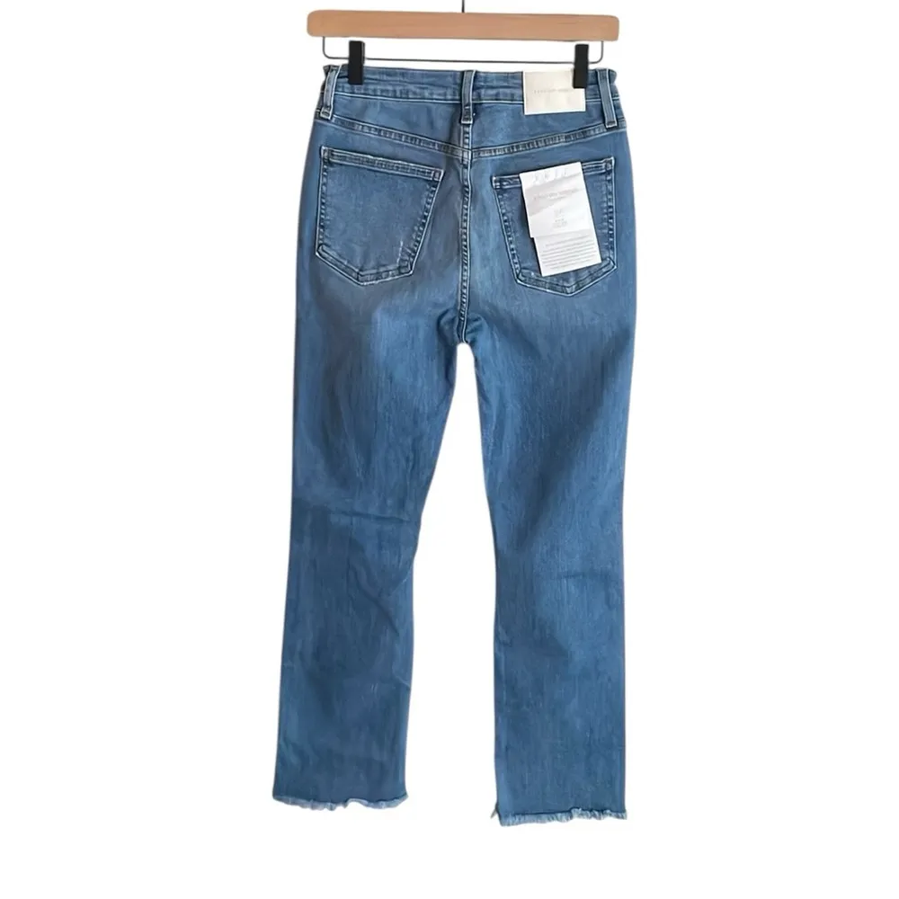 Jonathan Simkhai River High Rise Straight Jeans Distressed Melrose Blue Size 27 - Image 4