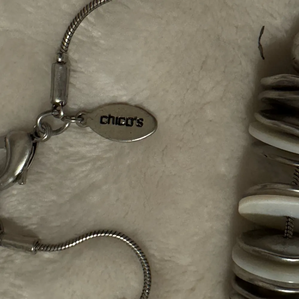 Chico’s Necklace Silver And White Disc & Silver Beads. Long Chunky 34”+ Length - Image 5