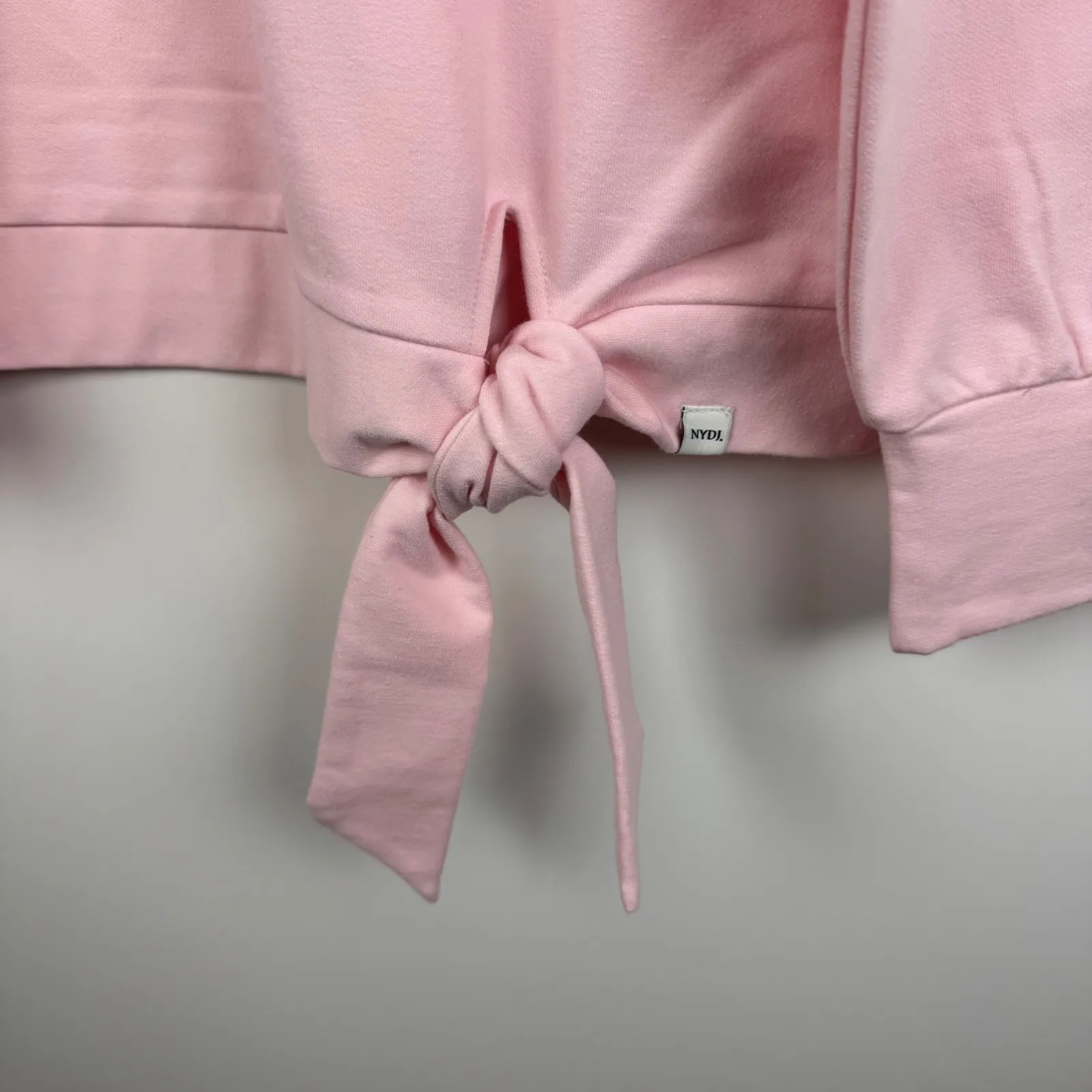 NWT NYDJ Forever‎ Comfort Tie Front Sweatshirt Sz 0X Carnation Pink Comfy Lounge - Image 3