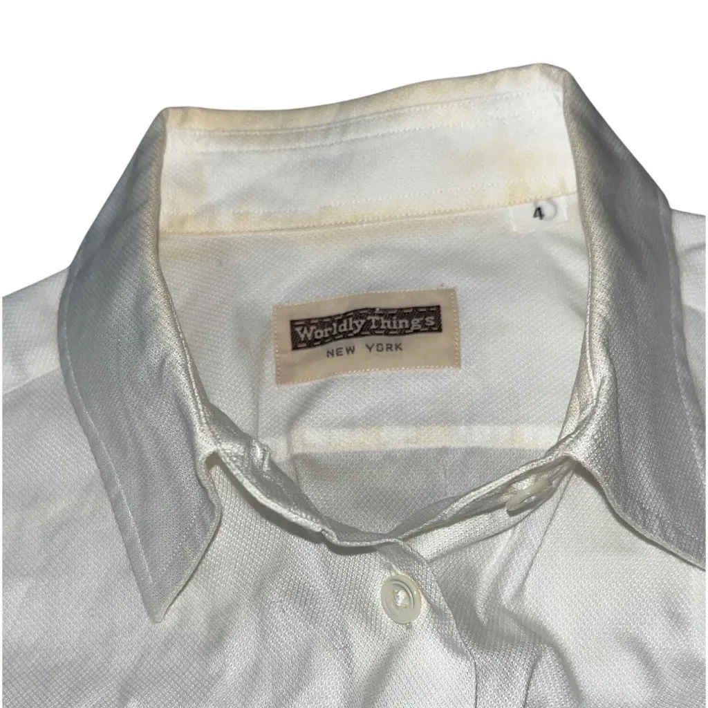 Lot of 2 Worldly Things White Long Sleeve Button - Image 5