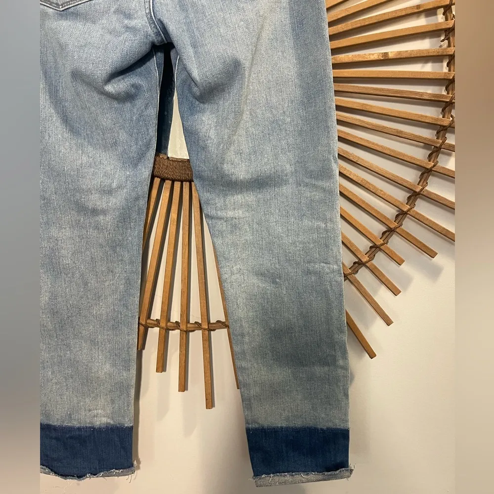 J. Brand Women’s Sadey Slim Straight Dip Dyed Raw Hem Jeans Stretchy Boho Sz 26 - Image 8