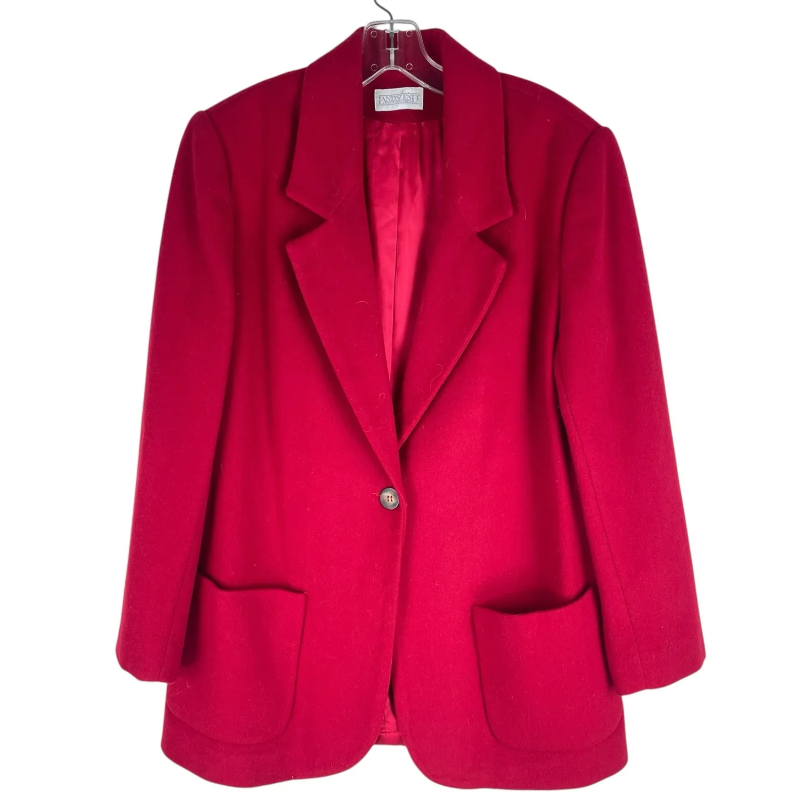 Lands' End  Wool Cashmere Blend One Button Blazer Jacket Red SIze 10 - Image 3