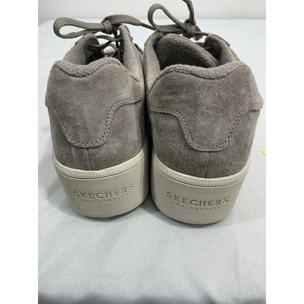 Womans Sketchers Martha Stewart Size 10 Taupe Suede Lace Up Platform Sneakers - Image 5