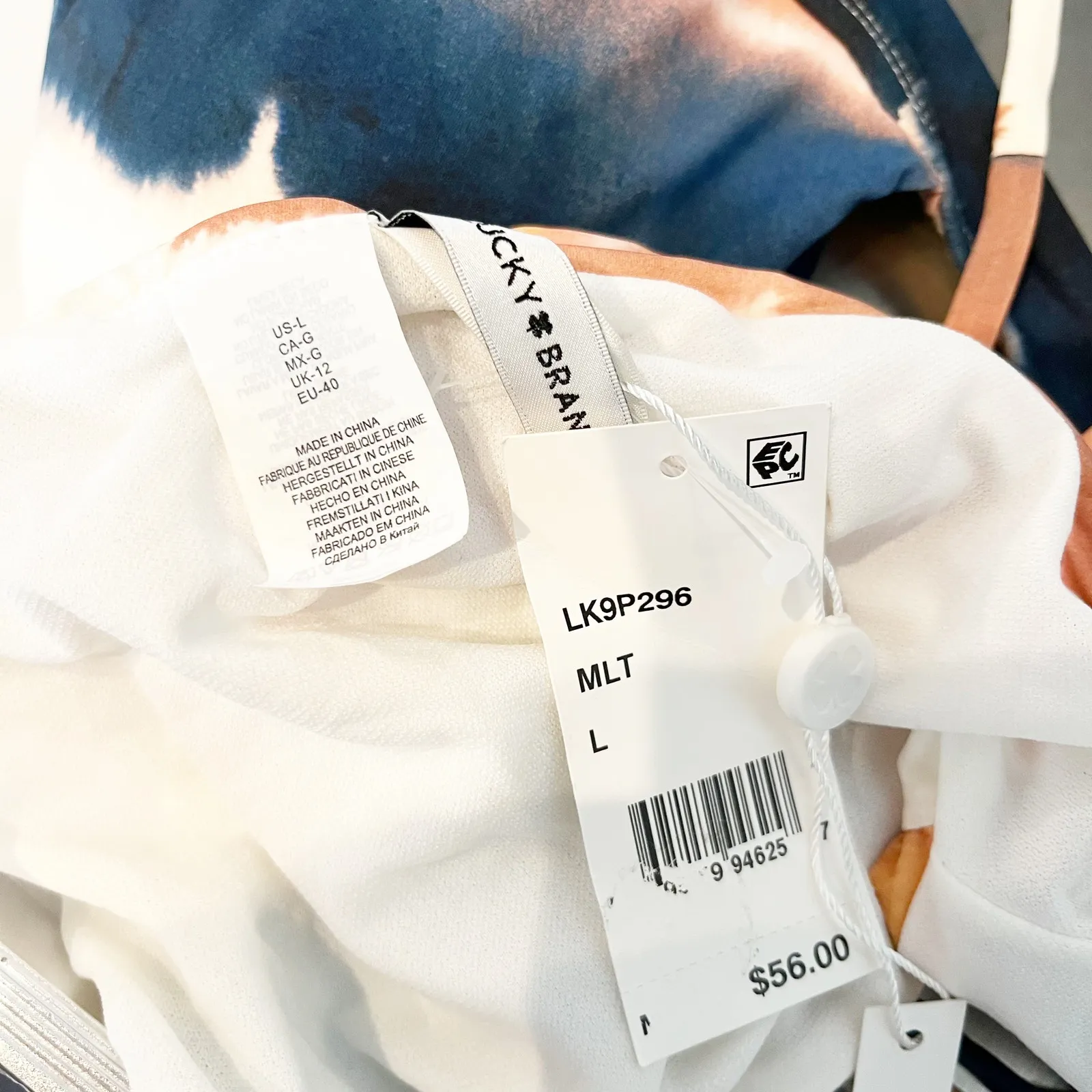 Lucky Brand Tie Dye Ombre Striped Two Piece Bikini Swimsuit Blue Orange Large - Image 3