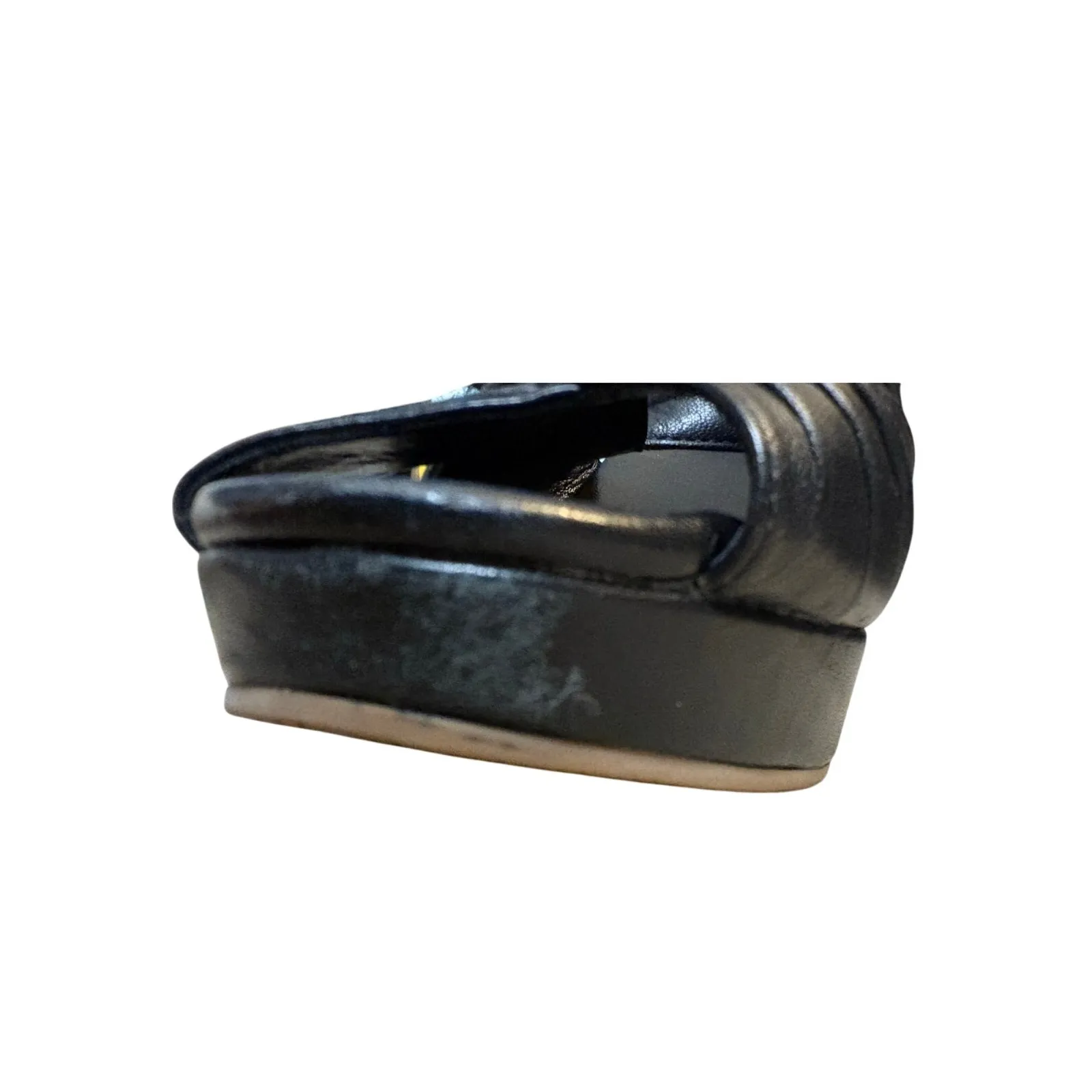 Cole Haan Shayna Pleated Leather Wedge Black Sandal‎ Size 8 - Image 6