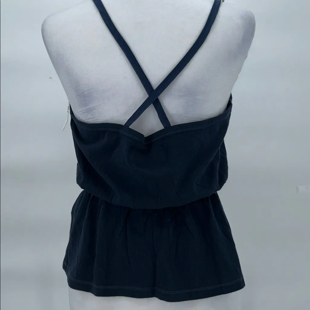 Abercrombie & Fitch Lace Front Cami Tank Navy Blue Size L - Image 3