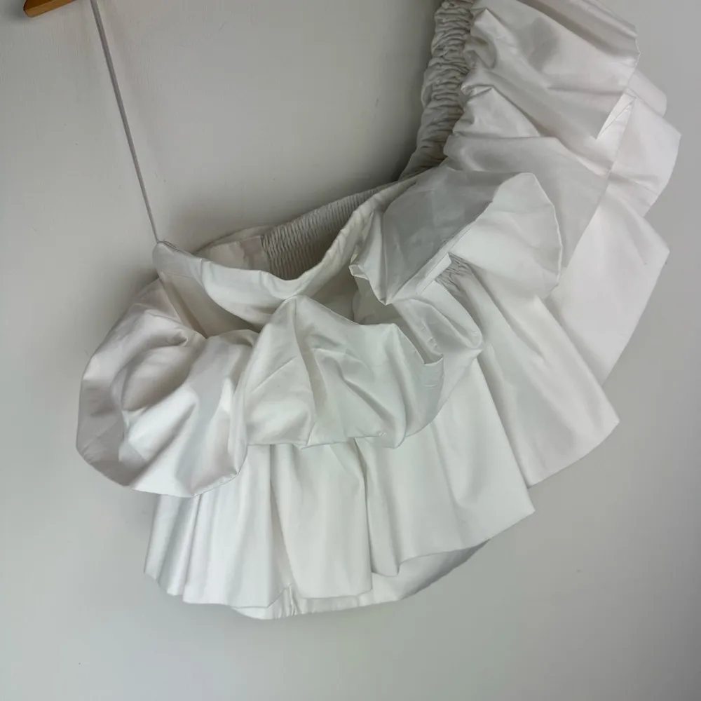 NWT ZARA Ruffle One Shoulder Top Sz Small Poplin Chic - Image 10