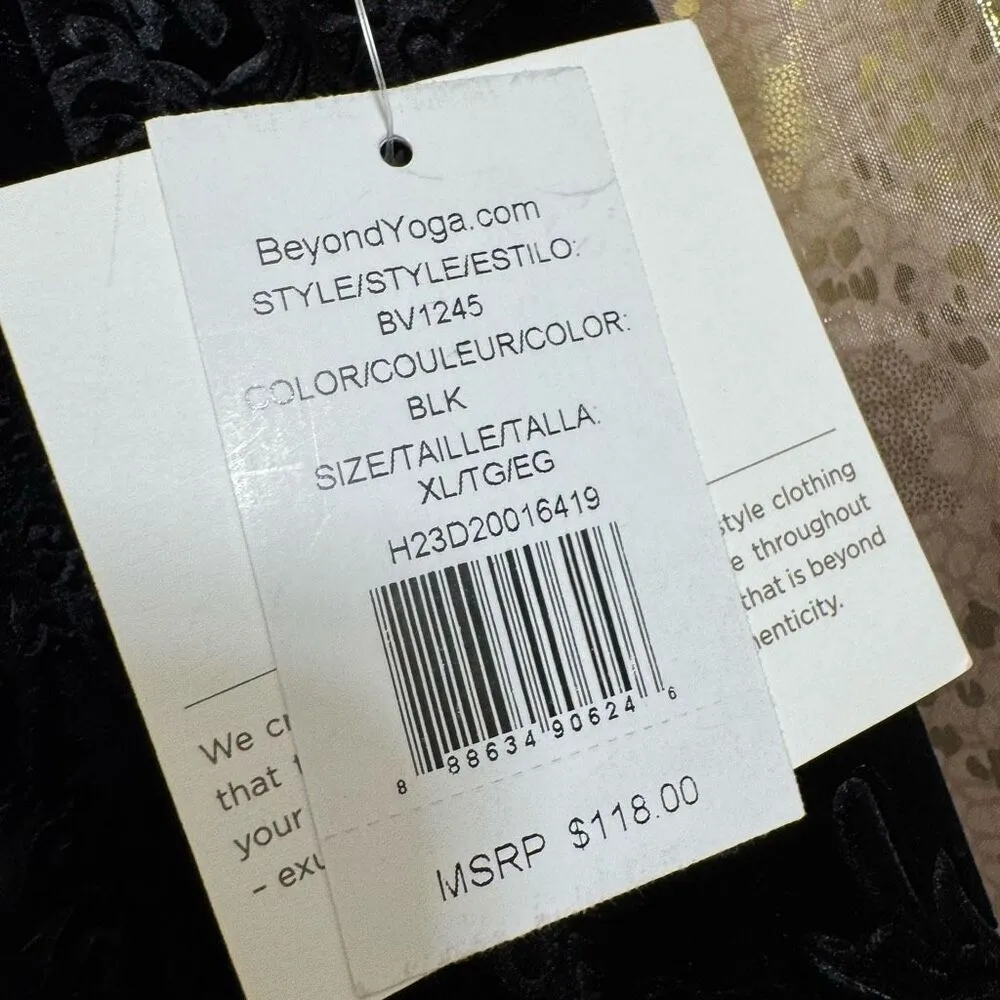 Beyond Yoga Black Baroque Velvet Wide Leg Cozy‎ Lounge Pants XL NWT - Image 5