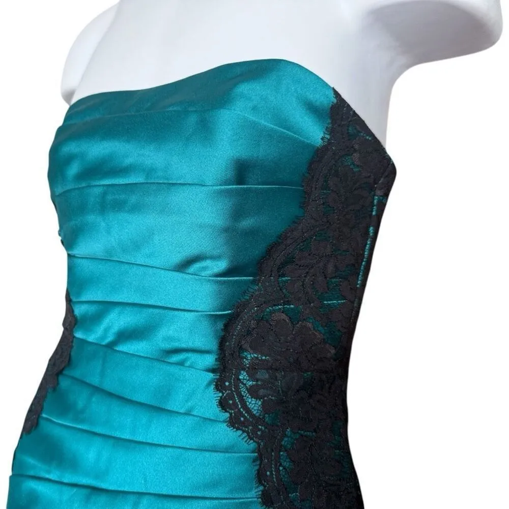 NWT Womens David’s Bridal Strapless Sleeveless Oasis Lace Satin Formal Dress - 2 - Image 3