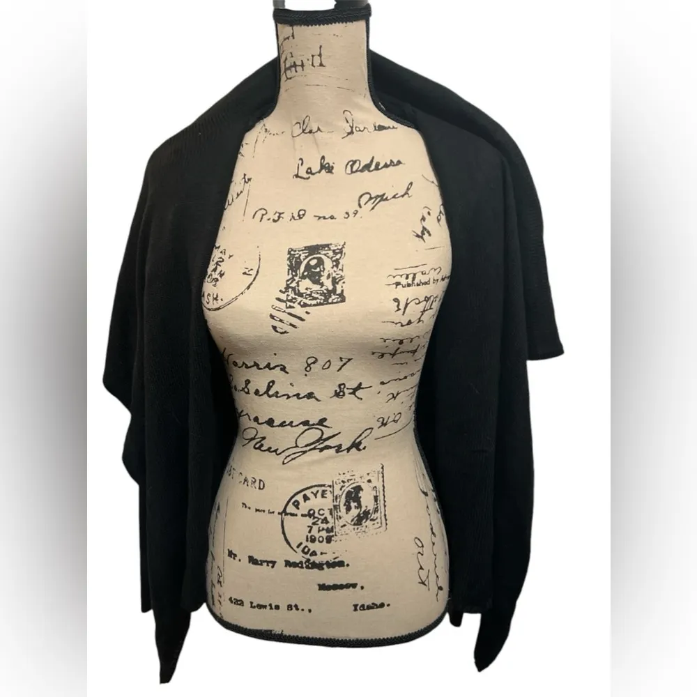 NWT $64 Simply Vera Wang Open Front Cardigan Faux Leather Sleeve Trim Sz M Black Size M - Image 3