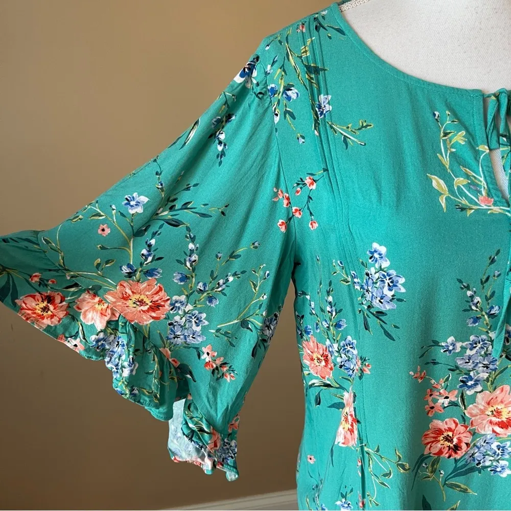 LAUREN CONRAD | Green Floral Blouse Sz L - Image 20