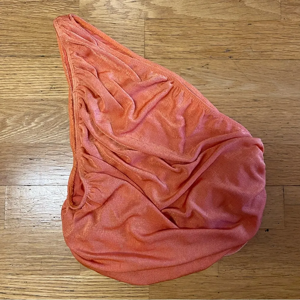 Lioness Orange Shimmer Preppy Beach Western Festival Mesh Cropped Ruched… - Image 2