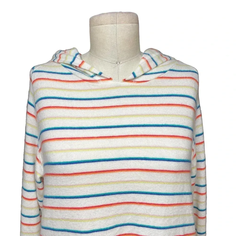 LNA Brushed Carly Striped Hoodie Sweater White Colorful‎ Size XS - Image 4