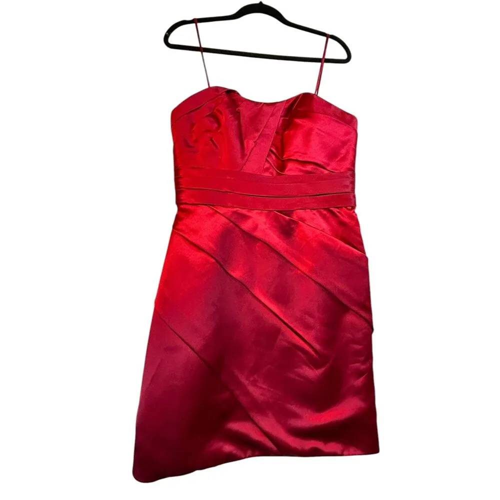 Red Satin Sorella Vita Sweetheart Cocktail Dress - Size 14 - Image 15