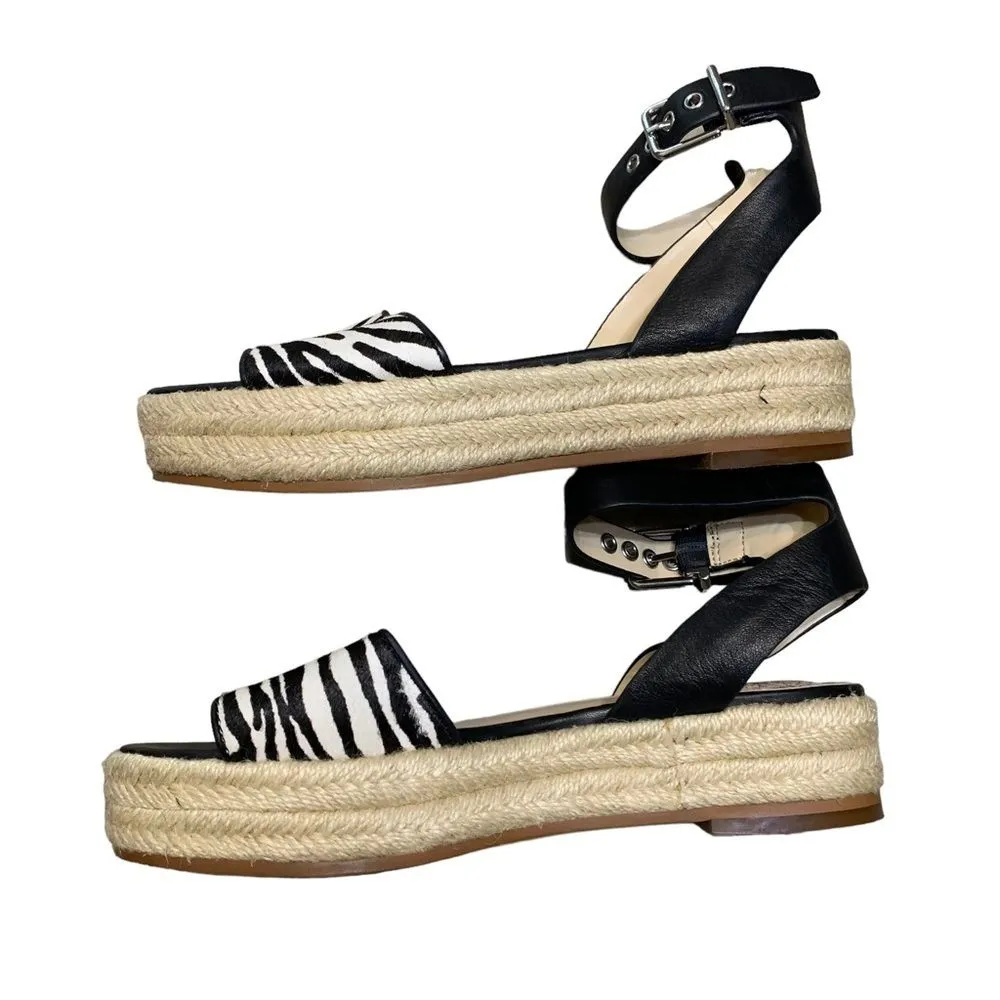 Vince Camuto Kathalia Espadrille Sandal‎ Calf Hair Size 6 Animal Print Zebra - Image 8