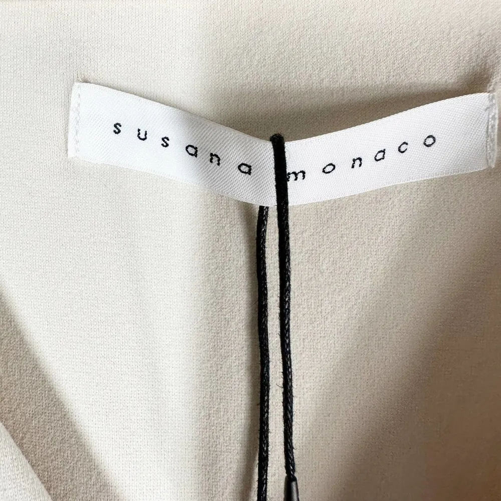 Susana Monaco Tie Panel Gathered Sleeve Dress Cream Size Small - Image 6