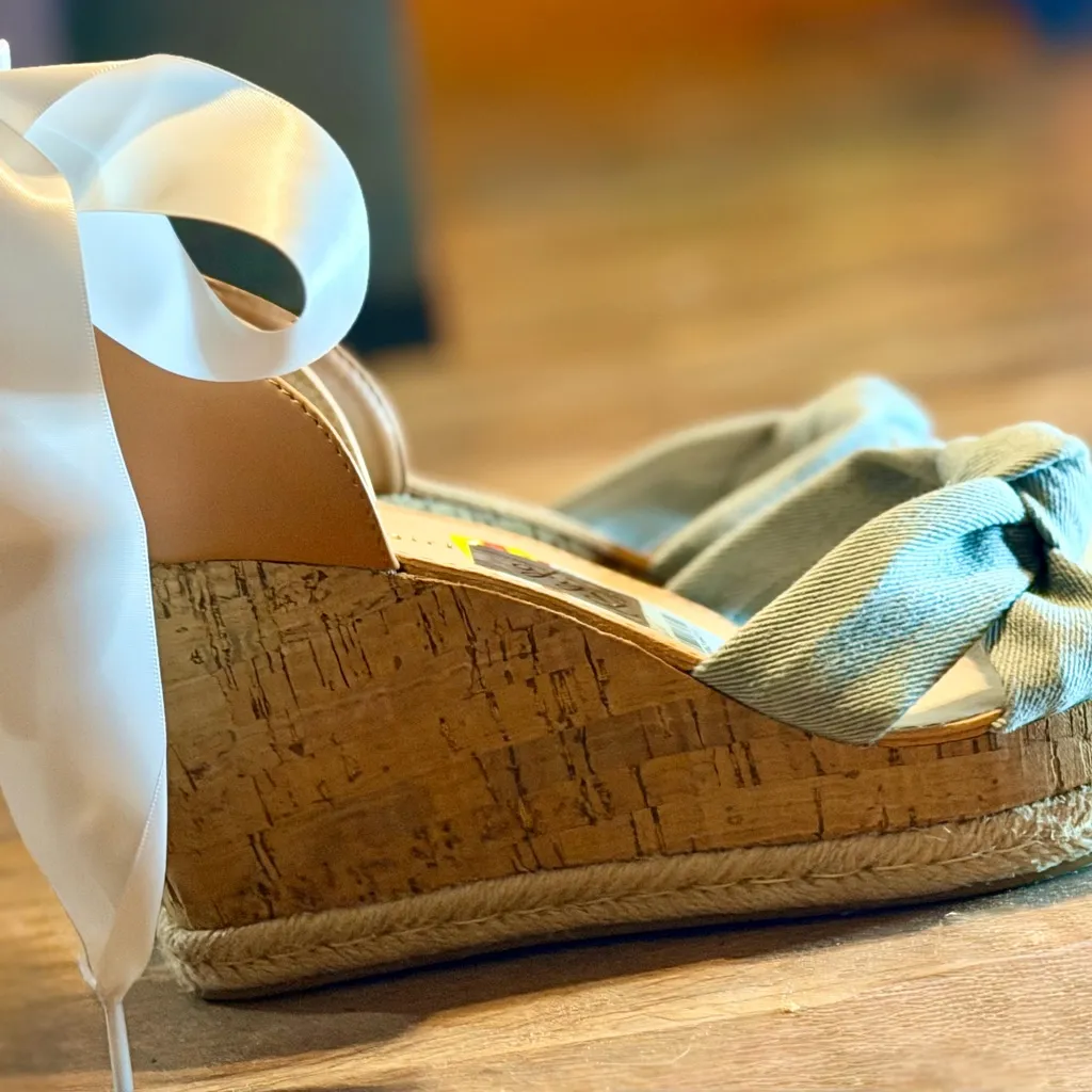 Steve Madden Girl Collette Wedge Denim Sandal Size 9.5 NWT - Image 11