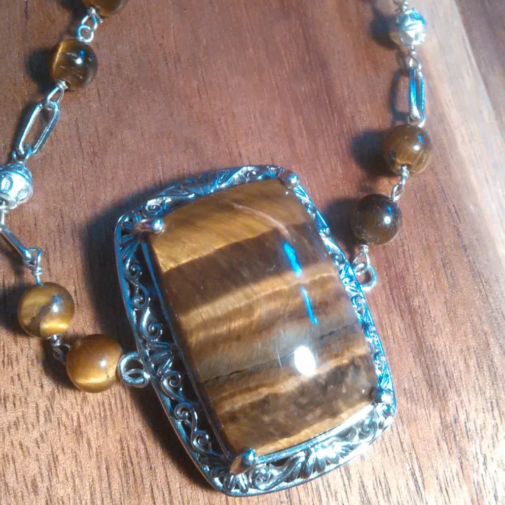 Tiger's Eye Platinum over Copper Toggle Bracelet - Image 5