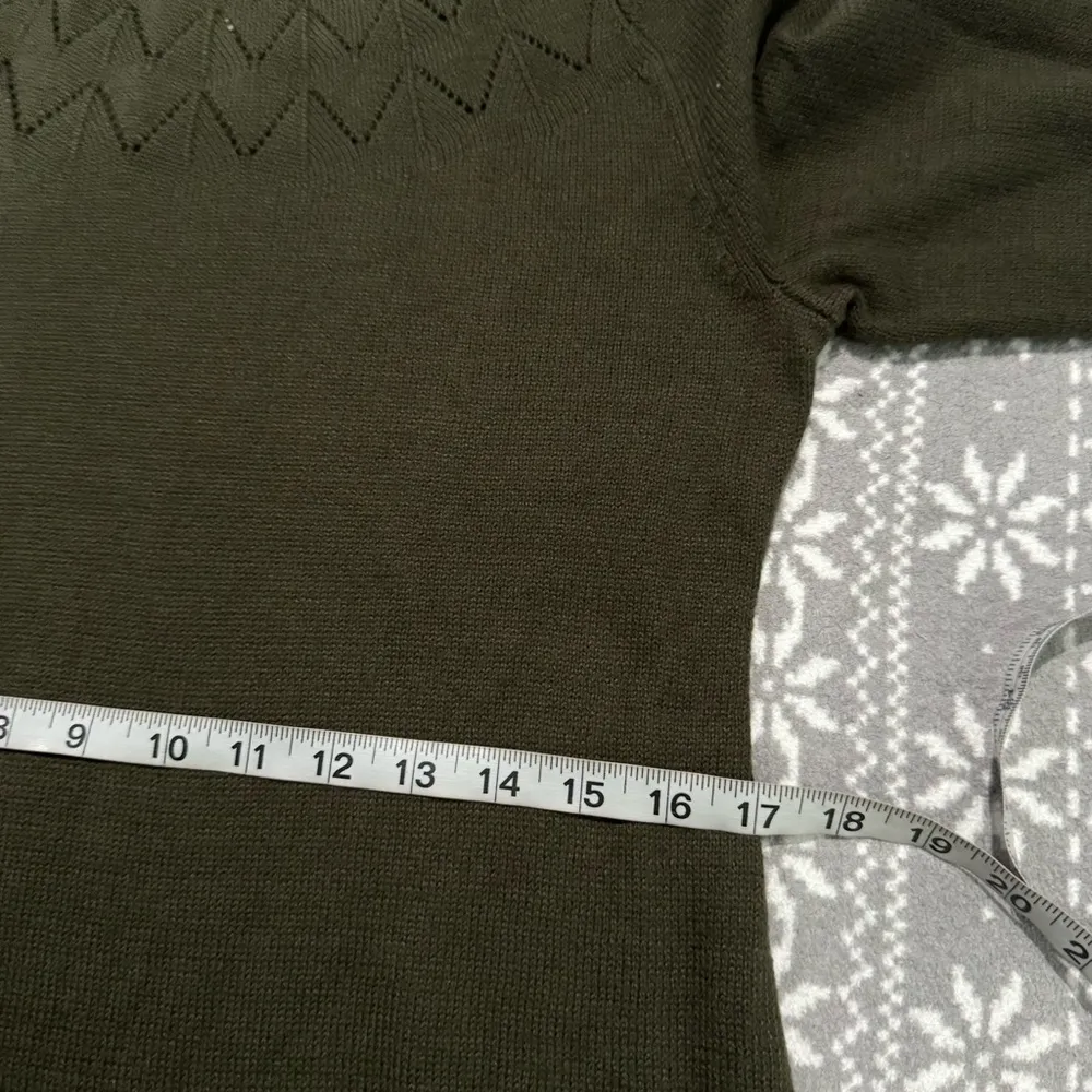 NWT Talbots Pointelle Detail Olive Green Sweater Sheath Dress Knee Length Size M - Image 9