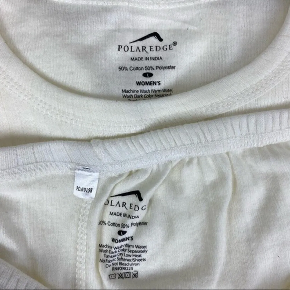 Polar Edge Cotton Ivory Thermal Base Wear Pants & Long Sleeve Top Set L Large - Image 7