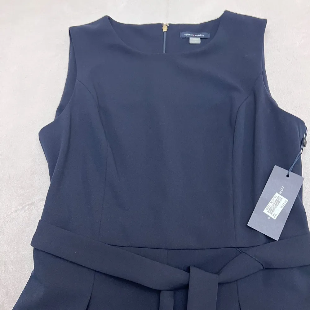 Women's Navy Cropped Belted Wide Leg Jumpsuit Sz 10 MSRP $129.00 - Image 6