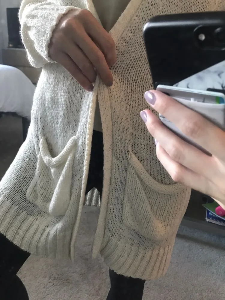 Knit Cardigan White - Image 3