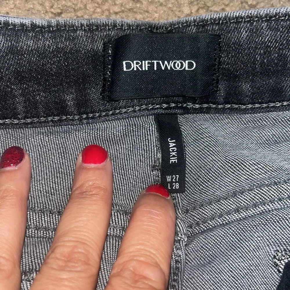 Driftwood Jackie Floral‎ Embroidered Boho Low Rise Skinny Jeans Faded Black 27 - Image 8